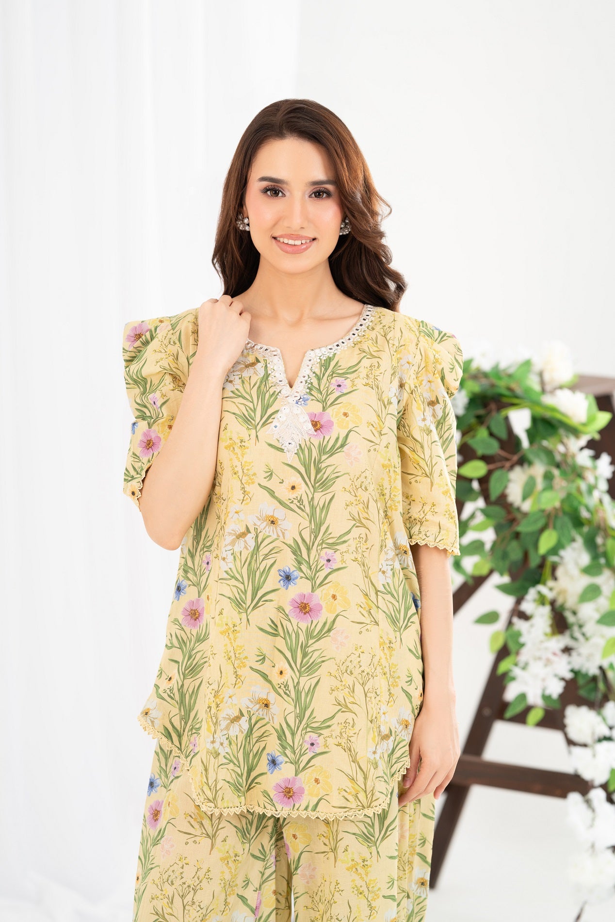 NF- 6694 Lemon Printed Sitiched 2Pc
