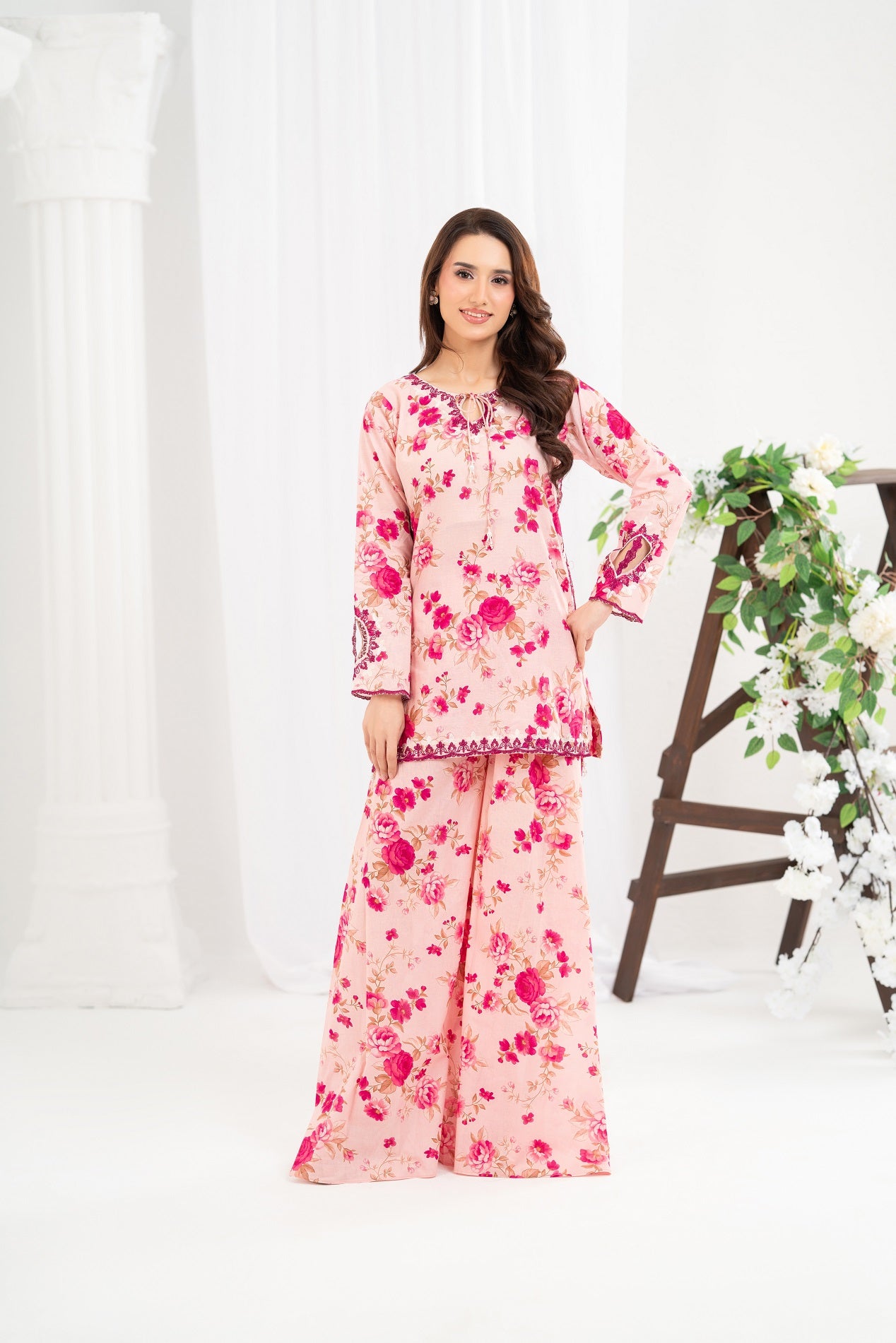 NF-6756 Pink Printed Stitched 2Pc