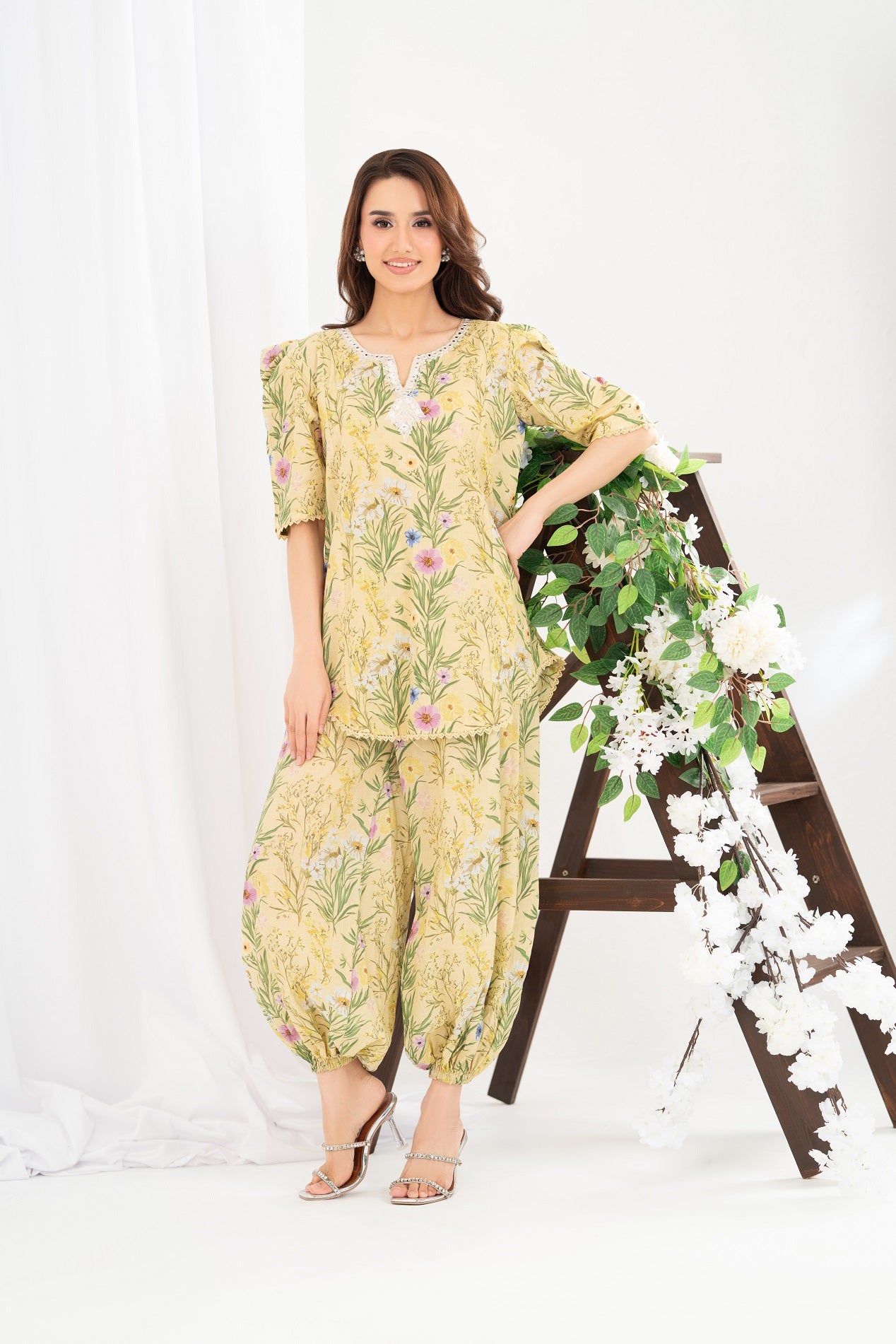 NF- 6694 Lemon Printed Sitiched 2Pc