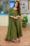 NF-Olive Cambric Cotton Printed Stitched Frock