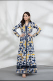 NF-137 Yellow Blue Printed Stitched Frock