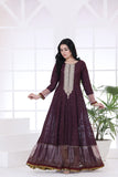 NF-4489 Dark Purple Cotton Stitched Frock