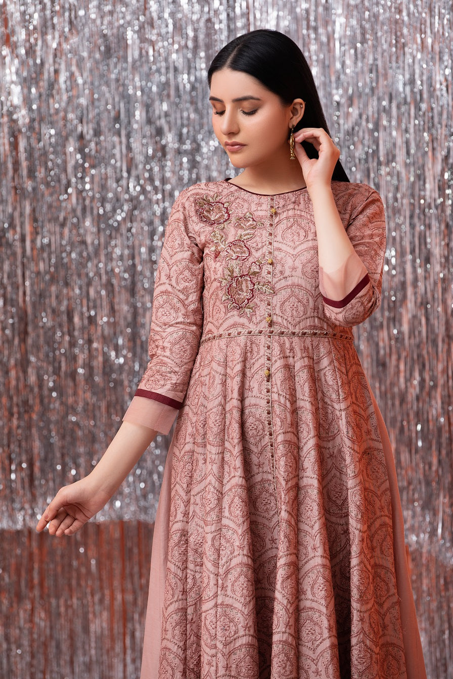 NF-4471 Pastle Pink Lawn Stitched Frock