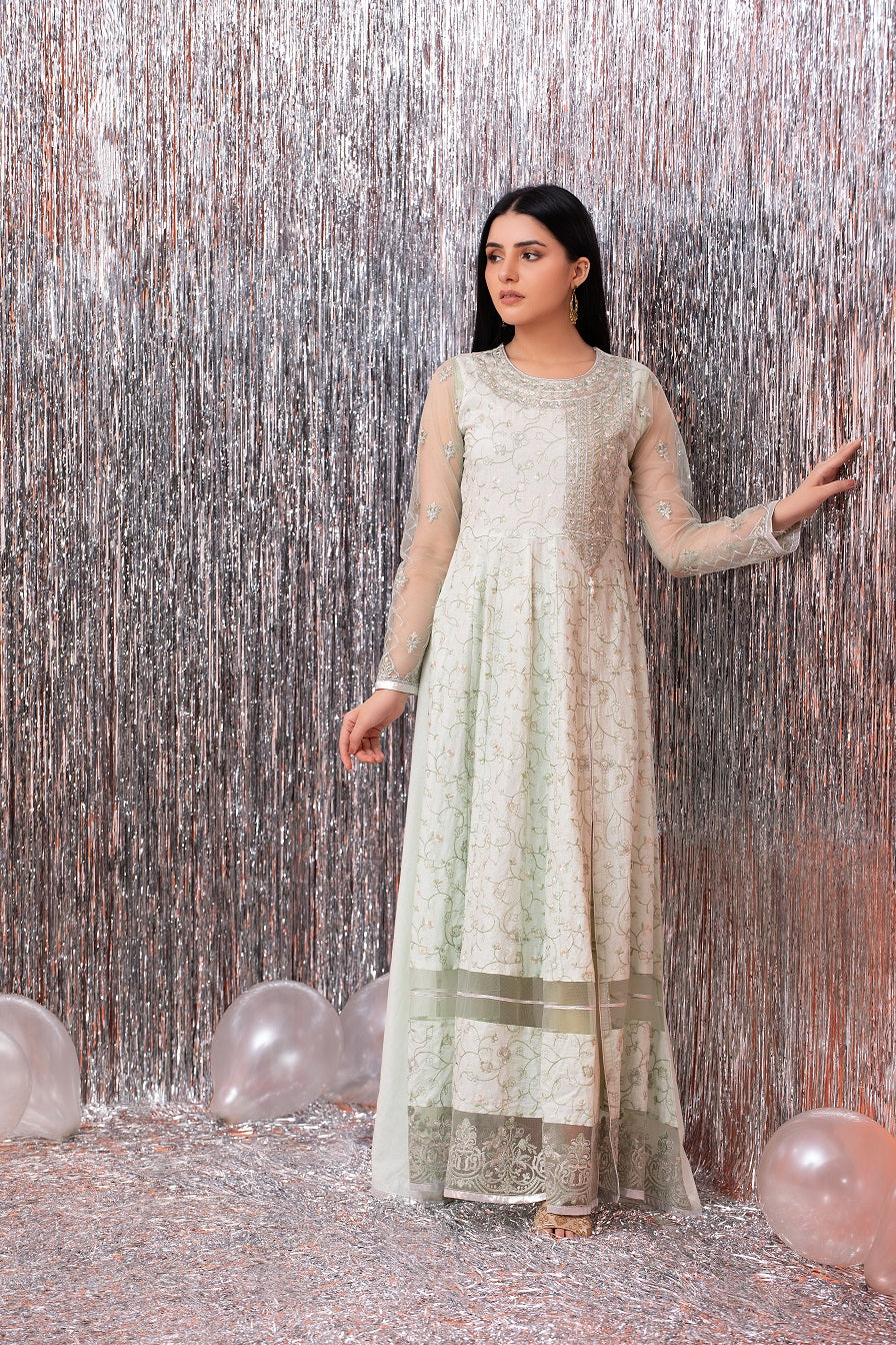 NF-4546 Mint Lawn Stitched Frock