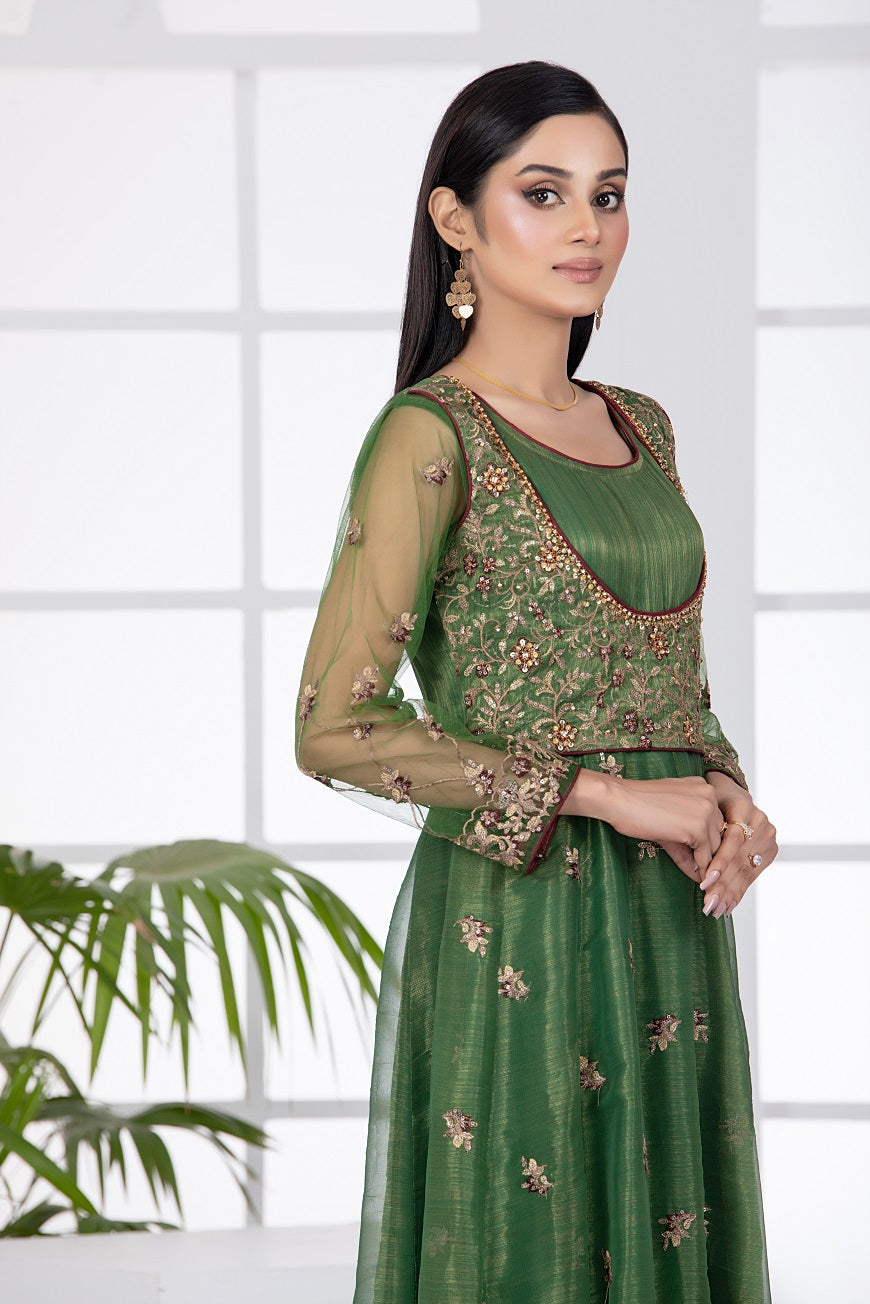 NF-4563 Green Anarkali Maisori Stitched Shirt