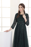 NF-5034 Dark Green Chiffon Frock