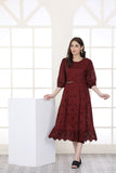 NF-4361 Maroon Chicken Short Stitched Frock