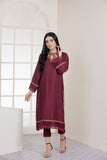 NF-4585 Burgundy Silk Stitched Shirt