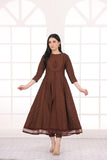NF-4534 Brown Chicken Lawn Stitched Frock