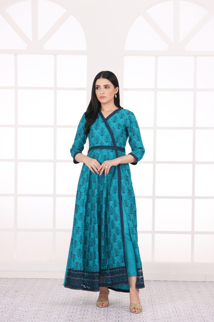 NF-4532 Sea Green Lawn Stitched Frock